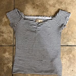 Hollister black and white striped crop top